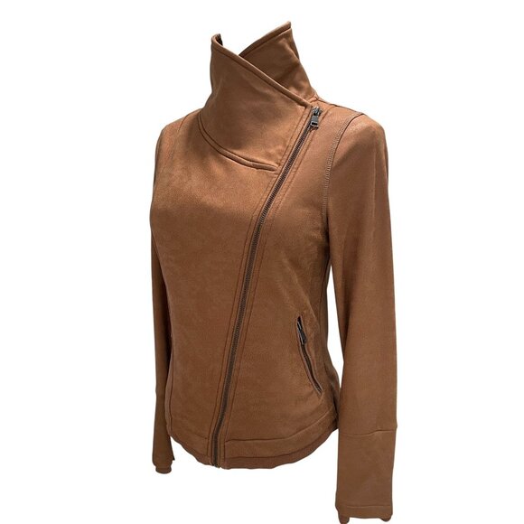 Dance And Marvel Moto Jacket Small Brown Asymmetrical Zip Fall Winter Streetwear - Picture 5 of 9